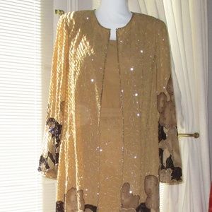 New hand beaded 3 pc elegant vintage formal dress